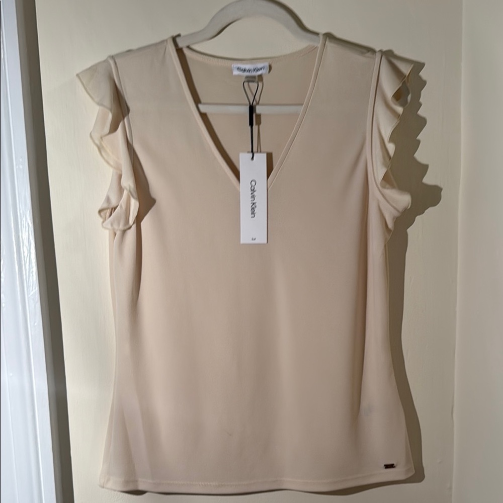 Calvin Klein Collection Gray Striped Long Sleeve Top